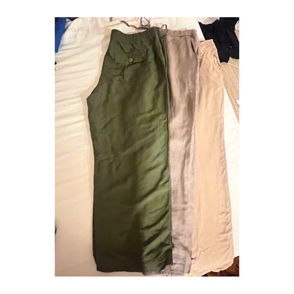 Bundle Of 3 Linen Pants Fall Colors Earth Tones Green Khaki Tan XL/XXL - Picture 1 of 2